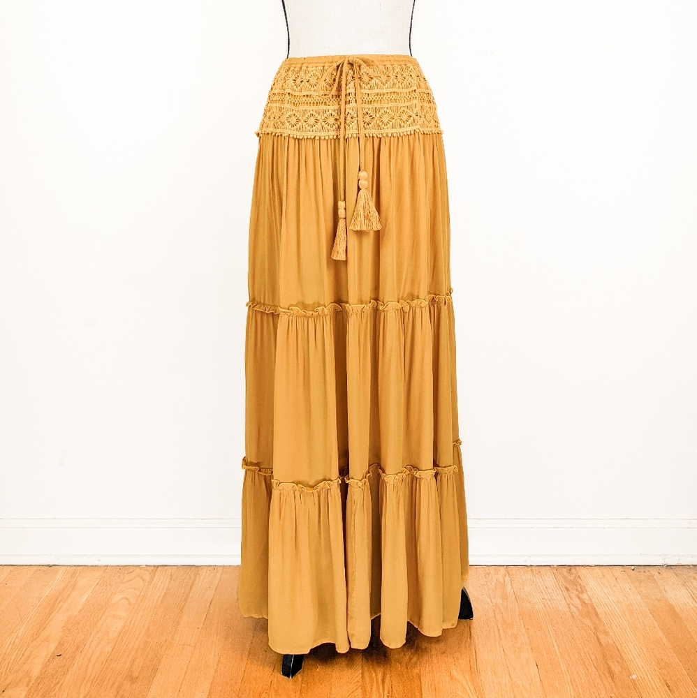 🦋LAST🦋 NWT Tulle and Batiste Chloe Maxi Skirt, Saffron, Size XS